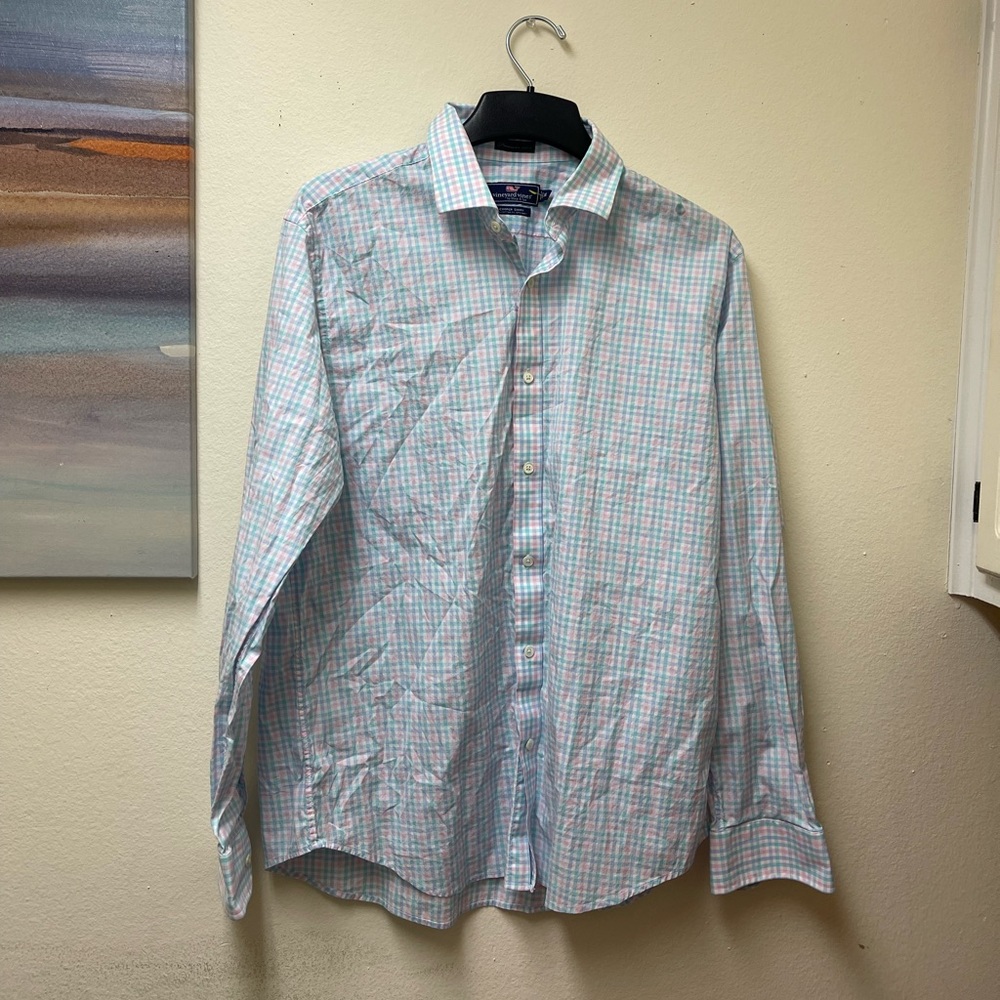 Vineyard Vines Premium 120 Mens Cooper Button Down Shirt Sz XL Plaid StripeCheck